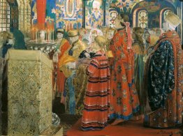 Russische Frauen aus dem XVII Jahrhundert in der Kirche Russische Frauen aus dem XVII Jahrhundert in der Kirche