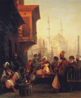 Kaffeehaus von der Ortaköy Moschee in Konstantinopel Kaffeehaus von der Ortaköy Moschee in Konstantinopel