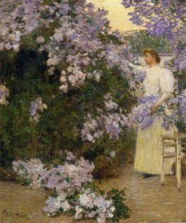 Mrs. Hassam im Garten Mrs. Hassam im Garten