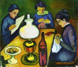 Drei Frauen am Tisch von der Lampe Drei Frauen am Tisch von der Lampe