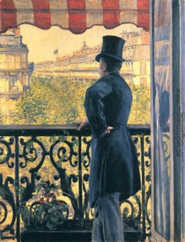Mann auf einem Balkon, Boulevard Haussmann Mann auf einem Balkon, Boulevard Haussmann