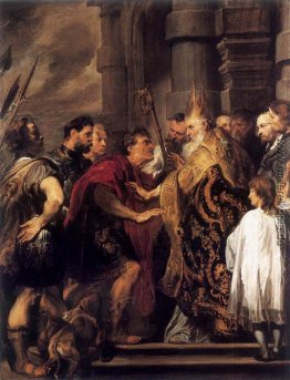 Kaiser Theodosius von St Ambrose verboten, Mailänder Dom eingebe Kaiser Theodosius von St Ambrose verboten, Mailänder Dom eingebe