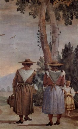 Zwei ländliche Frauen und ein Kind von hinten gesehen, von der " Zwei ländliche Frauen und ein Kind von hinten gesehen, von der "