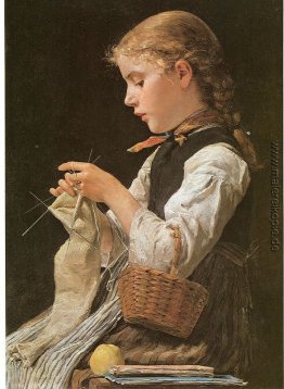 Strickendes Mädchen Strickendes Mädchen