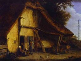 Einer Bauernfamilie Außerhalb einer Hütte Einer Bauernfamilie Außerhalb einer Hütte