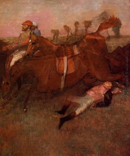 Szene aus dem Hindernislauf - der Gefallenen Jockey Szene aus dem Hindernislauf - der Gefallenen Jockey