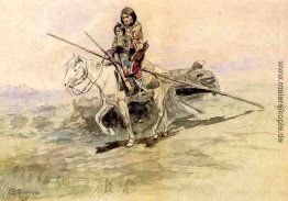 Indianer zu Pferd mit einem Kind Indianer zu Pferd mit einem Kind