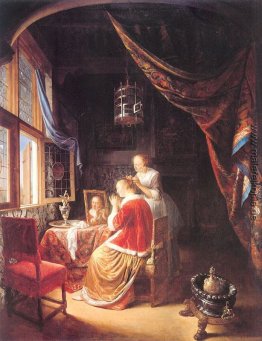 Die Dame an ihrer Frisierkommode Die Dame an ihrer Frisierkommode