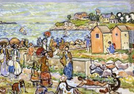 Badegäste und Kinderwagen Badegäste und Kinderwagen