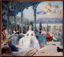 Fräulein Clermont und Graf Melun am Pavillon in der Nähe von Syl Fräulein Clermont und Graf Melun am Pavillon in der Nähe von Syl
