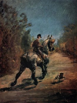Pferd und Reiter mit einem kleinen Hund Pferd und Reiter mit einem kleinen Hund