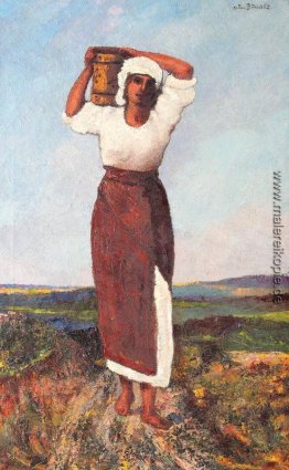 Ländliche Frau mit einem Glas Ländliche Frau mit einem Glas