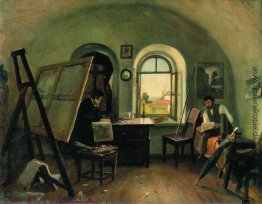 Ivan Shishkin und A. Guinet im Studio auf der Insel Walaam Ivan Shishkin und A. Guinet im Studio auf der Insel Walaam