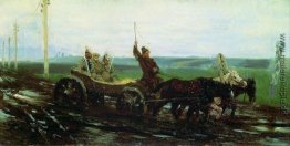 Unter Bewachung. Auf der schlammigen Straße Unter Bewachung. Auf der schlammigen Straße