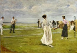 Tennis-Spiel durch das Meer Tennis-Spiel durch das Meer