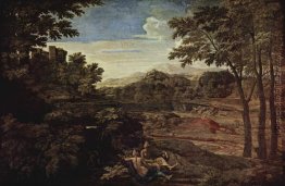 Landschaft mit einem Mann von einer Schlange getötet Landschaft mit einem Mann von einer Schlange getötet