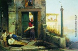 Kranker Mann an den Wänden eines katholischen Kloster Kranker Mann an den Wänden eines katholischen Kloster