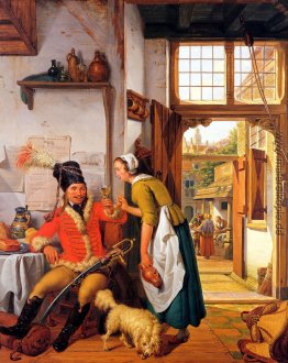 Innenraum mit Soldaten und Magd Innenraum mit Soldaten und Magd