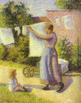 Frau Auflegen des Wasch Frau Auflegen des Wasch