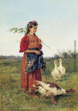 Ein Mädchen mit Gänsen Ein Mädchen mit Gänsen