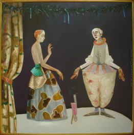 Puppenspieler und Weiß Clown Puppenspieler und Weiß Clown