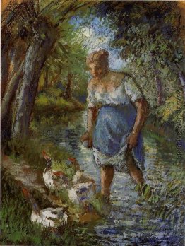 Bauern über einen Stream Bauern über einen Stream