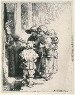 Bettler auf der Türstufe eines Hauses Bettler auf der Türstufe eines Hauses