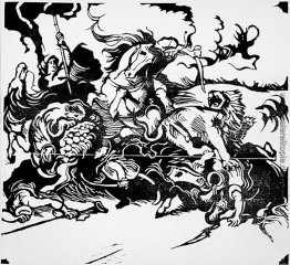 Löwenjagd (nach Delacroix) Löwenjagd (nach Delacroix)