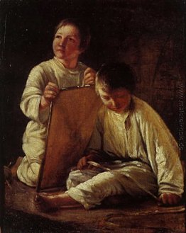 Two Peasant Boy mit einem Drachen Two Peasant Boy mit einem Drachen