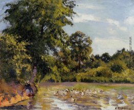 Alte Frau mit Enten am Montfoucault Alte Frau mit Enten am Montfoucault