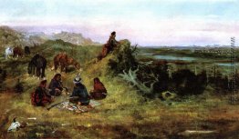 Die Piegans Vorbereiten der Pferde von den Crows Steal Die Piegans Vorbereiten der Pferde von den Crows Steal