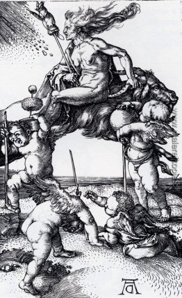 Witch rückwärts fahrend auf ein Goat Witch rückwärts fahrend auf ein Goat