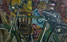 Jean mit einem Fahrrad Jean mit einem Fahrrad