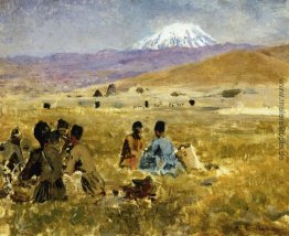 Perser lunching auf dem Gras, Mt. Ararat in der Ferne Perser lunching auf dem Gras, Mt. Ararat in der Ferne