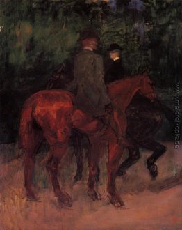 Mann und Frau Reiten durch den Wald Mann und Frau Reiten durch den Wald