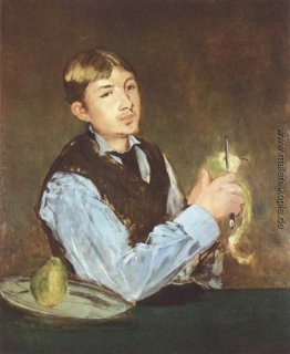 Ein junger Mann Peeling eine Birne (Porträt von Leon Leenhoff) Ein junger Mann Peeling eine Birne (Porträt von Leon Leenhoff)