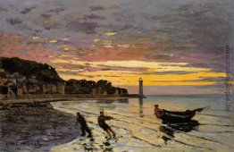 Schleppen ein Boot an Land, Honfleur Schleppen ein Boot an Land, Honfleur