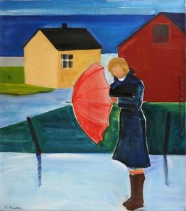 Woman in Reykjavik mit Regenschirm Woman in Reykjavik mit Regenschirm