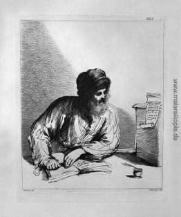 Alt an den Schreibtisch (halbe Länge) von Guercino Alt an den Schreibtisch (halbe Länge) von Guercino