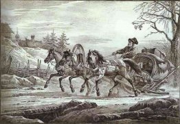 Ein Reisender in einer kibitka (Kapuzenwagen oder Schlitten) Ein Reisender in einer kibitka (Kapuzenwagen oder Schlitten)
