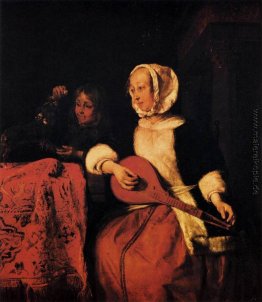 Frau spielt eine Mandoline Frau spielt eine Mandoline