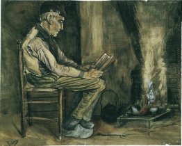 Farmer sitzen am Kamin und Lesen Farmer sitzen am Kamin und Lesen