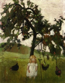 Elizabeth mit Hens unter einem Apfelbaum Elizabeth mit Hens unter einem Apfelbaum