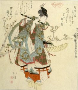 Ushikawa seine Flöte spielt, von der Seirei Akabaren ausgestellt Ushikawa seine Flöte spielt, von der Seirei Akabaren ausgestellt