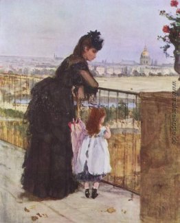 Frau und Kind auf dem Balkon Frau und Kind auf dem Balkon