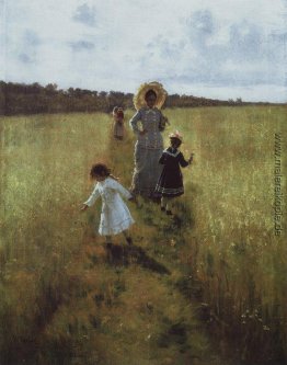 An der Grenzpfad. V.A. Repina mit Kindern geht der Grenzpfad An der Grenzpfad. V.A. Repina mit Kindern geht der Grenzpfad