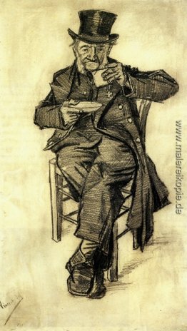 Waisenmann mit Hut, trinkender Kaffee Waisenmann mit Hut, trinkender Kaffee