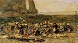 Etretat, Wäscherinnen am Strand, Ebbe Etretat, Wäscherinnen am Strand, Ebbe