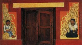 Indischer Junge und indische Frau mit Mais-Stiele Indischer Junge und indische Frau mit Mais-Stiele