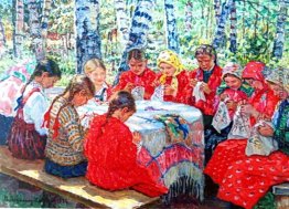Needlework Klassen in einem Russian Village Needlework Klassen in einem Russian Village